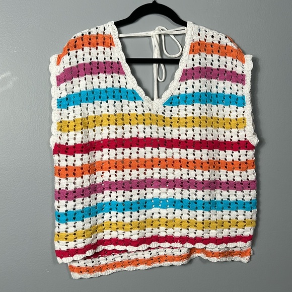 Knit Colorful Knit Top open back loose fit - Picture 1 of 8